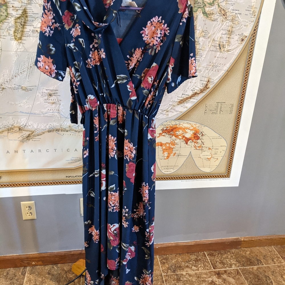Airy Blue Hi Low Faux Wrap Dress